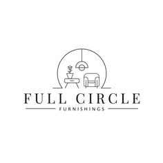 the logo for full circle furnishings, which is designed to look like a living room