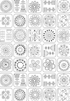 an image of flower designs in black and white