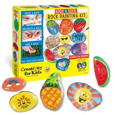 an assortment of rock painting kits in a box