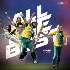 two men in yellow and green uniforms are playing cricket