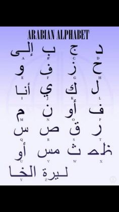 arabic alphabets in different languages on a white background with blue and purple hues