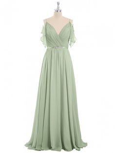 Dusty Sage Gill Spaghetti Strap Chiffon Dress with V-neck | BABARONI Elegant Off-shoulder Chiffon Dress, Evening Chiffon Dress With Spaghetti Straps, Chiffon V-neck Evening Dress With Ruched Bodice, Chiffon V-neck Evening Dress For Prom Season, Elegant Green Chiffon Prom Dress, Chiffon Bridesmaid Dress With Sweetheart Neckline For Evening, Green Chiffon Bridesmaid Dress For Evening, Light Green Prom Dresses, Braidsmaid Dresses