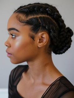 Braid Styles For Short Hair, Hair Braid Ideas, Crown Braids, Elegant Crown, Short Natural Hairstyles, Side Braids, Hair Challenge