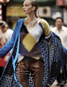 Lindsay Ellingson, Vogue Japan, Argyle Sweater, Editorial Fashion, High Fashion