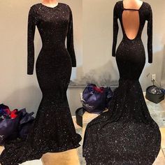 Long black sequin prom dresses long sparkle mermaid open backs evening dresses with train on Storenvy Black Long Sleeve Prom Dress, Black Sequin Prom Dress, Sequin Prom Dresses Long, Diner Ideas, Long Sleeve Evening Gowns, Prom Girl Dresses, Black Mermaid, Long Sleeve Prom, Sequin Prom Dress