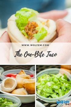 the one bite taco has lettuce and meat in it