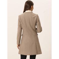 This coat is spun from soft fabric and fully lined, which is comfortable for all-day wear with big slant pockets. Pair beautifully with a range of outfits to finish your effortlessly stylish look, from top and bottom to dress. Slip into this coat on your way to work during cold mornings or add it as a comfortable layer to your everyday t-shirt and jeans. Long Sweater Coat For Workwear, Wool Outerwear For Work In Solid Color, Beige Outerwear With Side Pockets, Chic Beige Sweater Coat With Pockets, Fitted Long Beige Sweater Coat, Cream Winter Outerwear With Hidden Button Closure, Fitted Beige Outerwear With Stand Collar, Beige Pea Coat With Hidden Button Closure For Winter, Cream Outerwear With Hidden Button Closure For Winter