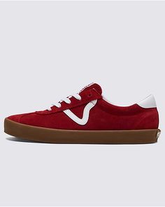 Sport Low Shoe Retro Red Sneakers For Streetwear, Retro University Red Sneakers For Streetwear, Retro Vans Sneakers With Vulcanized Sole, Retro Vans Sneakers, Retro Vans Sneakers With Rubber Sole, Vintage Vans Sneakers For Streetwear, Retro Low-top University Red Sneakers, Retro University Red Low-top Sneakers, Red Skate Shoes With Rubber Waffle Outsoles For Streetwear