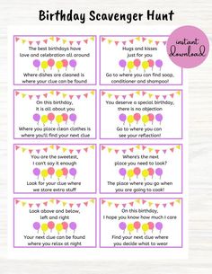 printable birthday scavenger hunt for kids