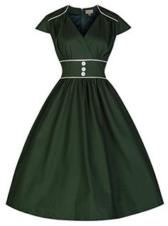 Lindy Bop 'Polly' Carefree and Cute Vintage 50's Retro Style Swing Dress (4XL, Bottle Green) Lindy Bop http://www.amazon.com/dp/B00OCG1DOA/ref=cm_sw_r_pi_dp_m2-oub1WFE0GS Mode Rockabilly, Rockabilly Mode, London Dress, Polly Dress, Retro Mode