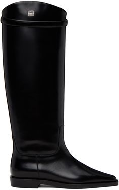 TOTEME - Black 'The Riding' Boots Black English Riding Boots, Womens Square Toe Boots, Black Knee Boots, Silver Boots, Black High Boots, Black Riding Boots, Tall Riding Boots, Black Boots Tall, Tall Leather Boots