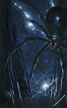 an image of a giant spider in the night sky