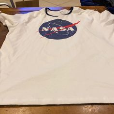 Old Navy Nasa Shirt. Size Xxl. White Cotton Shirt With Logo Print, Nasa Shirt, Marvel Shirt, Old Navy Men, Cotton Shirts For Men, Old Navy Shirts, Navy Blue Shorts, Navy Shirts, Blue Tee