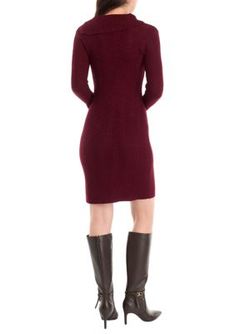 Buttoned accents and a subtle chevron-textured sweater fabrication define this wintry sheath dress from Sandra Darren. | Sandra Darren Women's Buttoned Textured Solid Sweater Sheath Dress, Large Solid Sweaters, Textured Sweater, Dress Medium, Sheath Dress, Fabric