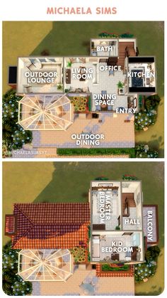 the floor plan for michael sims's house, which is located on top of a