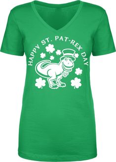 🦕🍀 We prefer to print this design on Next Level's LADIES Ideal T line which is 60% combed ringspun cotton/40% polyester (yes, that is the good soft stuff, not the cheap scratchy kind), but if those are not available from our supplier for the size and color you'd like we will use a comparable brand as a replacement to get you your item as soon as possible with the same quality and feel you've come to expect from Next Level.  The design is printed and shipped in the USA.  Wash garment inside out in COLD water on a delicate cycle. Dry with a no heat setting or hang dry. If you are unsure of what size to get please note that this is a LADIES FIT which is smaller than a regular womens fit, so please buy a size up or check the sizing chart in the photos to make sure we send you the correct siz St Pats, Novelty Clothing, No Heat, T Shirt Funny, Sizing Chart, Womens Clothing Tops, The Good, Cold Water, Not Available