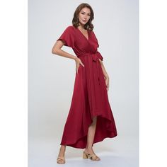 Our Satin Woven Georgia Faux Wrap Dress exudes a sophisticated and elegant feel. A faux wrap tie-waist detail and a hi-low hem that effortlessly flows with every movement. Pair it with a statement necklace and heels for a glamorous look. Prepare to turn heads at any event, from garden parties to evenings. Made in USA. Material - 100% Polyester. Machine washable. Woman Weaving, Garden Parties, Satin Color, Pattern Sweater, Plus Size Maxi Dresses, Satin Material, Long Maxi, Fashion Books, Faux Wrap Dress