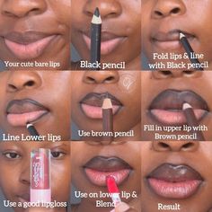 Dark Skin Makeup Tutorial, Glossy Lips Makeup, Makeup Order, Lip Tutorial, Simple Makeup Tips, Makeup For Black Skin, Lip Makeup Tutorial, Brown Skin Makeup, Lip Liners