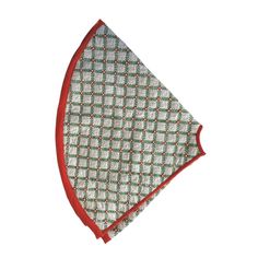 a green and red checkered pocket square on a white background