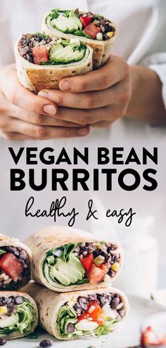 vegan bean burritos with black beans and avocado