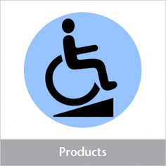 an image of a man in a wheel chair on the side of a ramp that says products