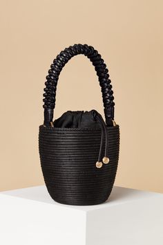 Cesta Collective Woven Handle Lunchpail / Black Rwanda Africa, Lunch Pail, Black Basket, Basket Bag, Crochet Bags, Women Artisans, Small Handbags, Black Hardware, Sustainable Materials