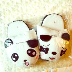 Cute Fluffy Brand New In Package With All Tags Cute Slippers Panda, Slippers, Black And White, Women Shopping, Color