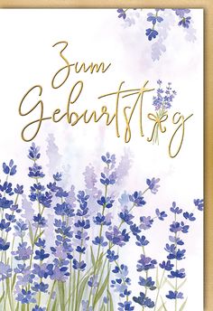 a greeting card with blue flowers and the words, sunny gelbusttsky