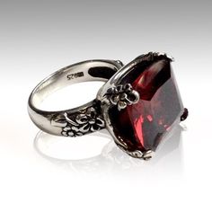 Large stone ring, rose cut stone ring, garnet ring, Floral Silver Ring, alternative engagement ring, Elegant Silver Ruby Flower Ring, Elegant Ruby Flower Ring For Formal Occasions, Handmade Elegant Sterling Silver Topaz Ring, Elegant Handmade Sterling Silver Topaz Ring, Garnet Rings With Rose Cut Diamonds For Promise, Garnet Promise Ring With Rose Cut Diamonds, Elegant Ruby Gemstone Flower Ring, Unique Ruby Ring With Stone Setting For Weddings, Elegant Garnet Ring With Rose Cut Diamonds