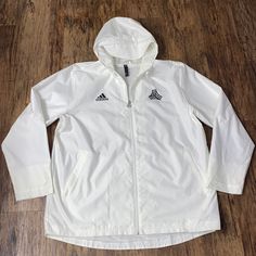 Brand New Without Tags Size: Xl 100% Polyester Fast Shipping Adidas Windbreaker, Adidas Jackets, Adidas White, White Adidas, Adidas Men, Adidas Jacket, White Black, Mens Jackets, White And Black