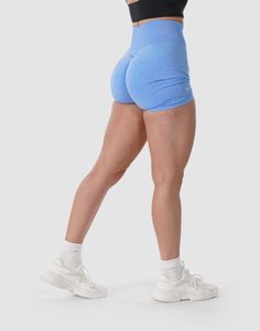 #color_baby blue Bum Shorts, Scrunch Shorts, 100 Squats, Endurance Training, Best Gym, Black Hot Pink, Squat Proof, Gym Shorts, Biker Shorts