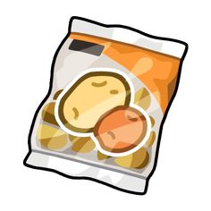 an image of a bag of food on a white background with orange and yellow colors