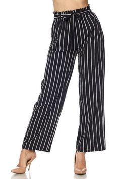 Royal Curves High Waisted Striped Pants freeshipping - My Royal Closet Gangster Outfit, Silhouette Fashion, Black And White Striped Pants, Royal Closet, Best Pants, Paperbag Pants, Expensive Clothes, Uk Size 16, Beauty Sale