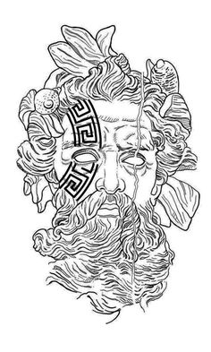 a drawing of an ancient greek god