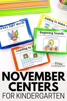 the november centers for children to learn numbers and letters with their own hands on them