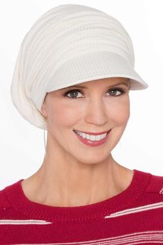 This relaxed and easy style offers lots of volume and complete comfort. The silky-soft ribbed bamboo viscose is ultra soft on sensitive skin. A bill in front provides sun protection and adds a sporty flair. You'll love the full, fun, slouchy look this cap provides. Effortless and casual, this hat is a great pick for everyday wear. This stylish hat was designed in the USA by Danielle Yates, exclusively for Cardani Headwear. Tagless for your comfort. Comfortable Lightweight Hat, Lightweight Comfortable Hat One Size Fits Most, Casual Super Soft Hats, Comfortable One Size Fits Most Hat, Soft Comfortable Hats, One Size Fits Most, Casual Soft Cap, Casual Upf 50+ Hat, Soft Knit Spring Hats, Lightweight Casual White Hat