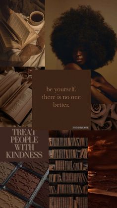 a collage of books with the words be yourself, there is no one better