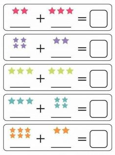 printable addition worksheet for kids to practice counting and adding five star numbers