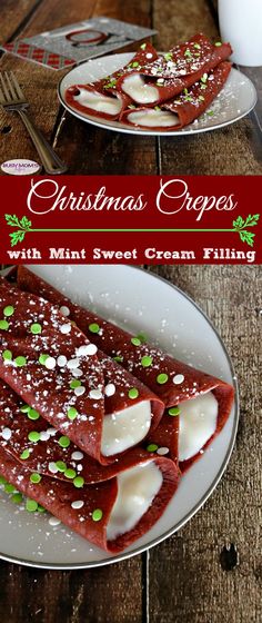 christmas crepes with mint sweet cream filling