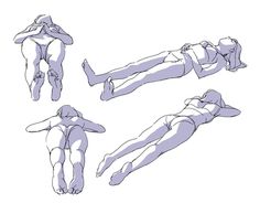 three different positions of a man laying on his back