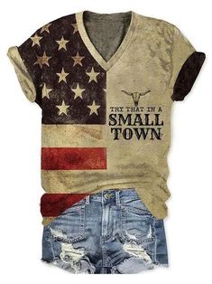 Try That In A Small Town 3D V-neck, Tank Top Music Patriotic Town Shir Meaningful Gift For Family Gift For Boyfriend Valentine Gift Western Tops, Valentines Gifts For Boyfriend, 3d Shirt, Gift For Boyfriend, Valentine Gift, Printed Sleeves, Gift For Family, Tie Dye Print, Small Town