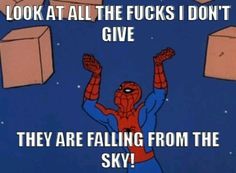 Spiderman doesn't give a fuck...thank you Chest Strongwell Spider Meme, Spiderman Meme, Spiderman Funny, Falling From The Sky, The Spider, E Card, Captain Marvel, How I Feel, Best Memes