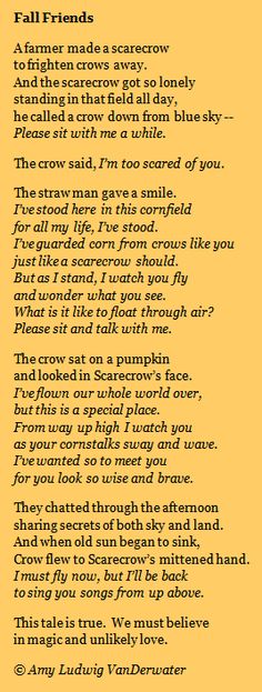 a poem written in black and yellow with an image of the words fall friends on it