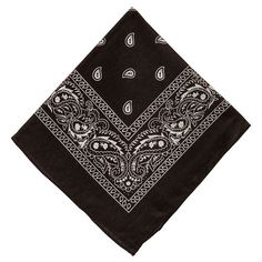 a black and white bandanna with paisley designs