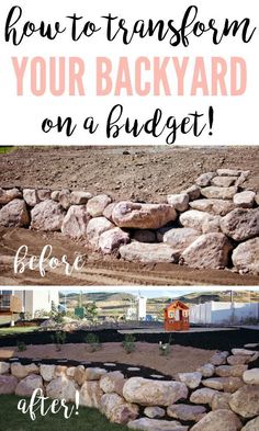 how to transform your backyard on a budget with pictures and text overlay that says, how to transform your backyard on a budget