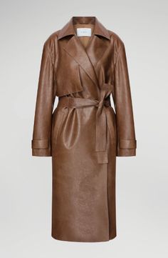 Women's Trench Leather Coat In Dark Brown With Belted Waist Embrace timeless elegance with this women's trench leather coat in dark brown. Crafted from genuine sheepskin leather with a semi-aniline finish, this coat features a sophisticated wrap-belted closure and a turn-down collar. It's designed with open hem cuffs, one inside pocket, and two side pockets for practicality. The belted waist accentuates your silhouette, making it an exquisite choice for both style and warmth in cooler weather. Outer Shell: Genuine Leather Leather Type: Sheepskin Leather Finish: Semi-aniline Feature: Belted Waist Closure Style: Wrap Belted Collar Style: Turn Down Cuffs Style: Open Hem Inside Pockets: One Outside Pockets: Two Side Pocket Color: Dark Brown Group Composition, Brown Leather Trench Coat, Leather Shorts Women, Short Leather Skirts, Side Belt, Shearling Vest, Sheepskin Jacket, Distressed Jacket, Western Jacket