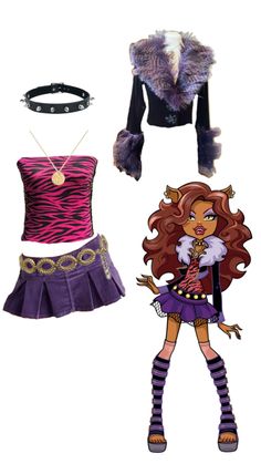 Monsterhigh Halloween Costume Group, Claudine Halloween Costume, Monster High Rave Outfit, Monsters High Costume, Clawdeen Costume Ideas, Monster High Costumes Halloween, Claudine Monster High Costume, Clawdeen Monster High Costume, Monster High Halloween Costumes Trio