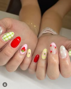 Nintendo Nails, Kidcore Nails, Leave Nails, Rilakkuma Kawaii, Food Nail Art, Uñas Cute, Teen Nails, Fruit Nails, Food Nails