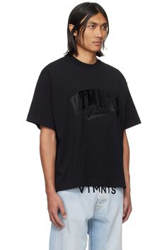 Black Embroidered T-Shirt by VTMNTS on Sale Embroidered Tshirt, Clothing Accessories, On Sale, Perfect Clothing, For Men, Outfit Accessories, Free Shipping, T Shirt