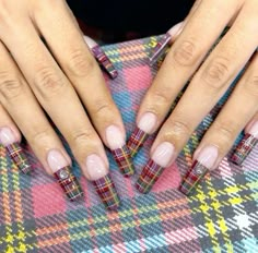 Plaid French Tip Nails, Berlin Nails, Fall Nail Trends, Plaid Nails, Really Cute Nails, Nails Only, Girls Nails, Fall Nail